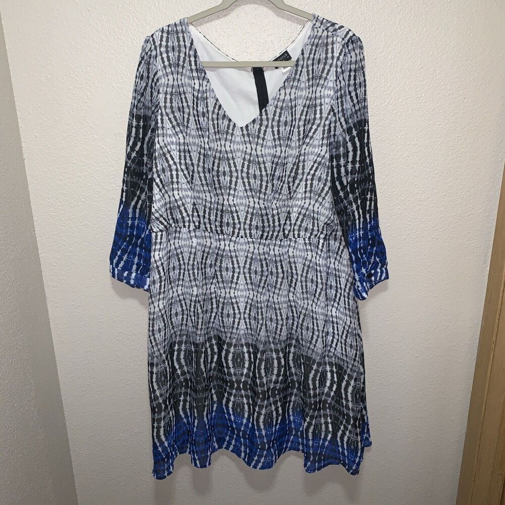 Enfocus Studio Women’s Midi Dress Size 24W Blue/White